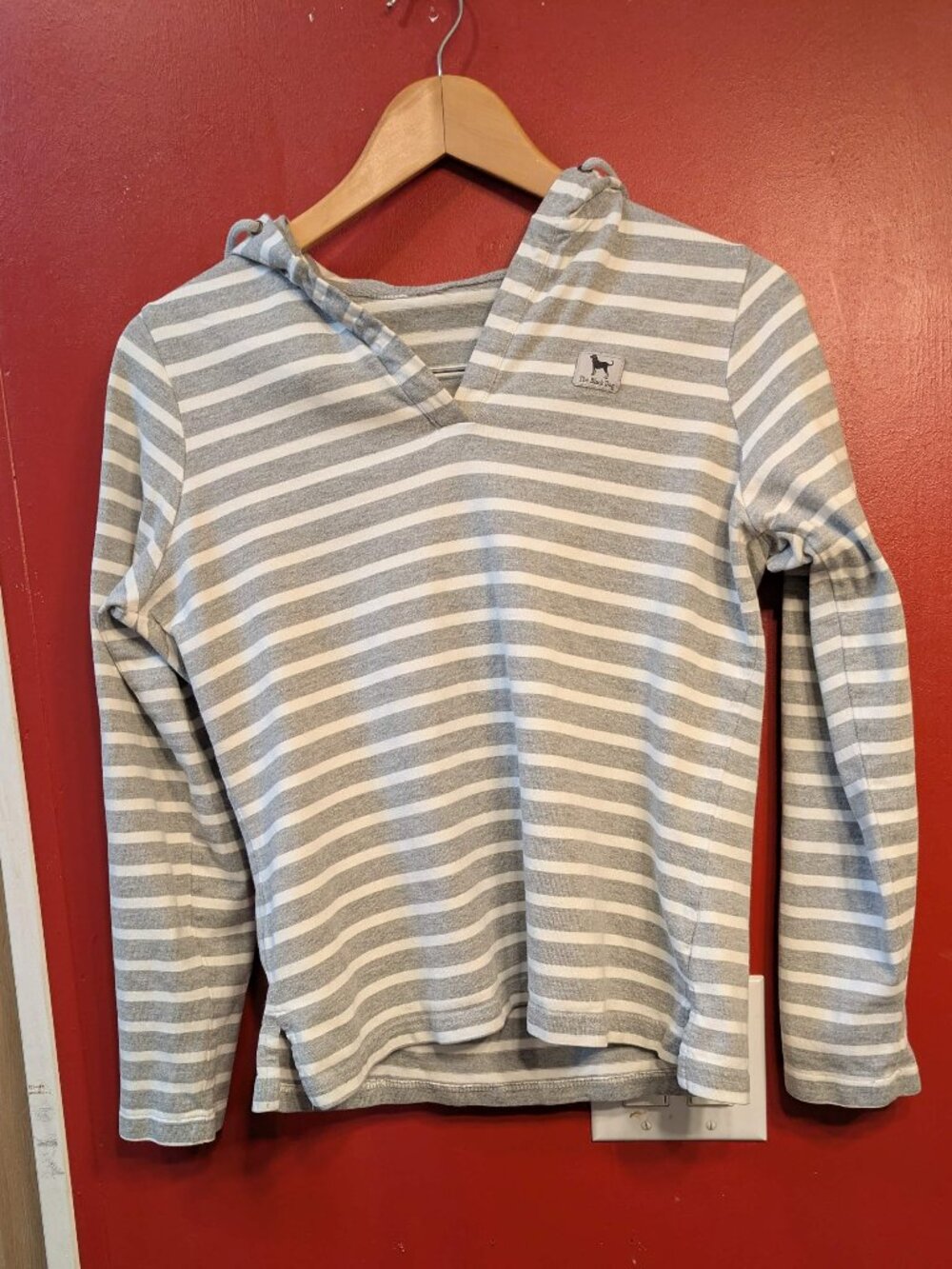 Black Dog Hoodie Unisex Medium Boxy Cropped No Pouch Side Slits